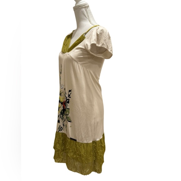 NWT Bai Amour short sleeve dress. White Green Floral Lined Multi layer. Small - Picture 5 of 12